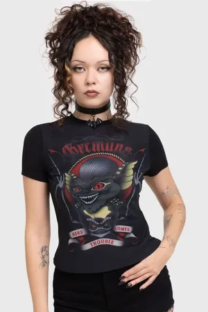 Killstar T-shirt - Gremlins - Here Comes Trouble Fitted T Shirt - XS till 4XL - Damer