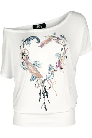 Full Volume T-shirt - White T-shirt with Crew Neck and Print - S till XXL - Damer