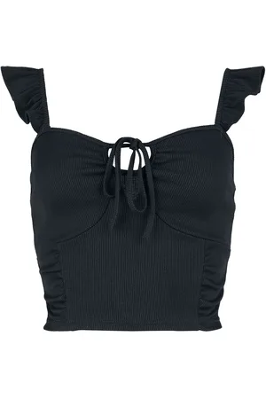 EMP Top - Crop Top With Ruffles And Lace - M till XL - Damer