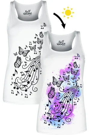 Full Volume Top - Tank top with butterflies and musical notes - S till 4XL - Damer