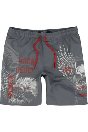 Rock Rebel Badeshorts - Swim Shorts with Skull Print - S till M - Herrer