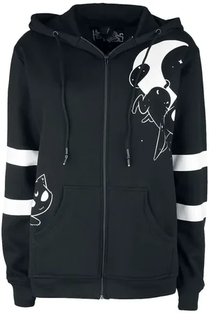 Heartless Hættetrøje med lynlås - Moon Cats Hood - S till 3XL - Damer