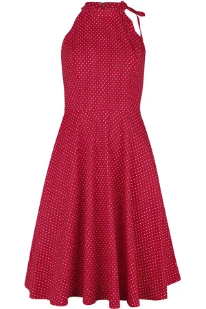 Banned Retro Mellemlang kjole - Hattie Halter Spot Dress - XS till 4XL - Damer