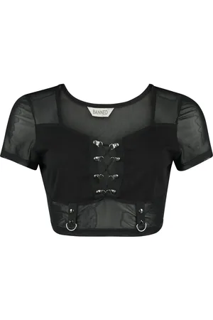 Banned Alternative T-shirt - Shadow Veil Mesh Top - XS till XXL - Damer