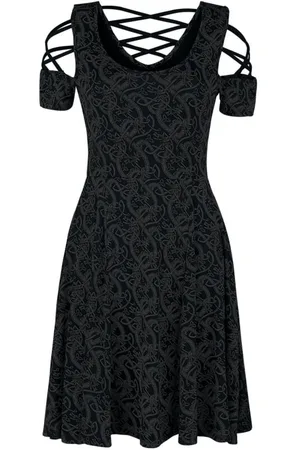 EMP Kort kjole - Dress with Lacing and Celtic-Style Print - S till 5XL - Damer