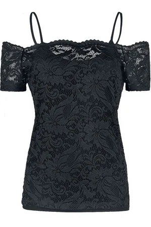 EMP T-shirt - Lace Cold Shoulder Shirt - S till XXL - Damer
