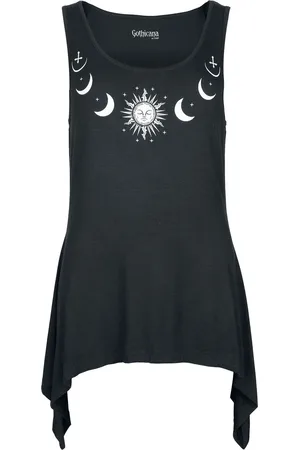 Gothicana Top - Top med sol og måne print - S till XXL - Damer