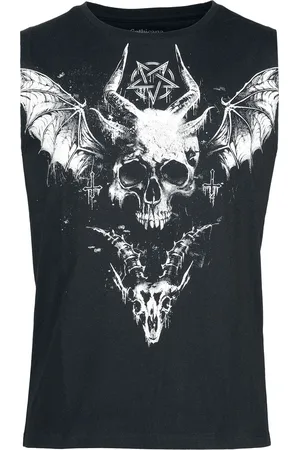 Gothicana Tanktop - Skull print mesh details - S till XXL - Herrer