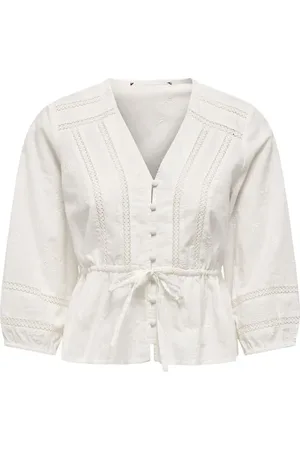ONLY Bluse - ONLMICHELLE LS LACE V-NECK TOP WVN - XS till XL - Damer