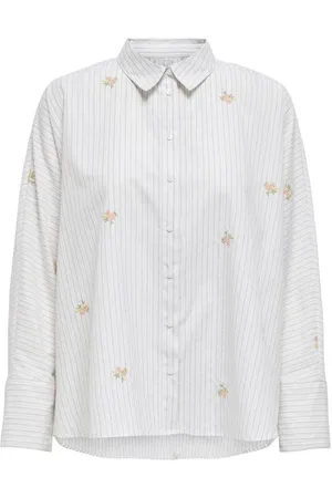 ONLY Langærmet skjorte - ONLJOELLA GRACE L/S EMB SHIRT OX WVN - XS till XL - Damer