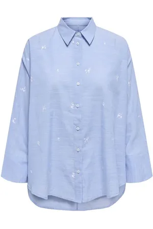 ONLY Langærmet skjorte - ONLREGINA GRACE L/S EMB. SHIRT OX WVN - XS till XL - Damer