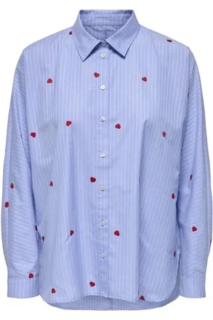 ONLY Langærmet skjorte - ONLNEW LINA GRACE LS STRIPE EMB SHIRT - XS till XL - Damer
