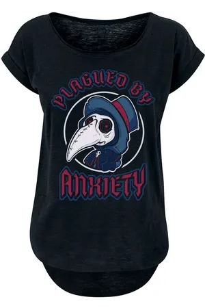 Slogans Fun T-shirt - Plagued By Anxiety - S till XXL - Damer