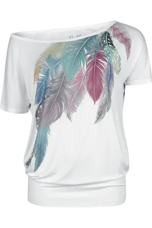 Full Volume T-shirt - T-shirt med fjertryk foran - S till XXL - Damer