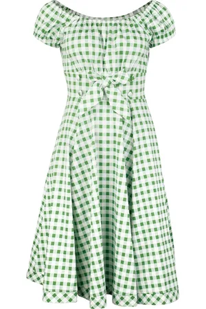 H&R London Mellemlang kjole - Gemma Gingham Swing Dress - XS till 4XL - Damer