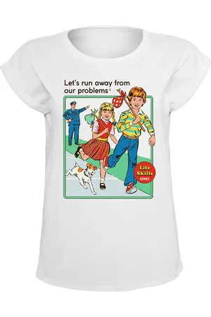 Steven Rhodes Fun T-shirt - Let’s Run Away From Our Problems - S till 5XL - Damer