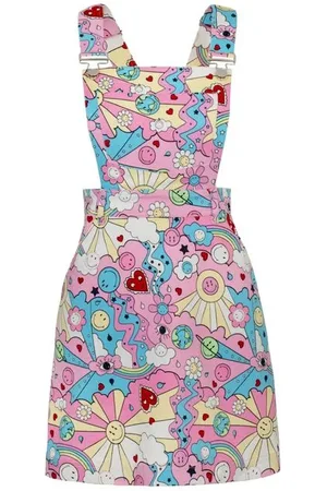 Hell Bunny Kort kjole - x Smiley Originals Loulou Pinafore Dress - XS till 4XL - Damer