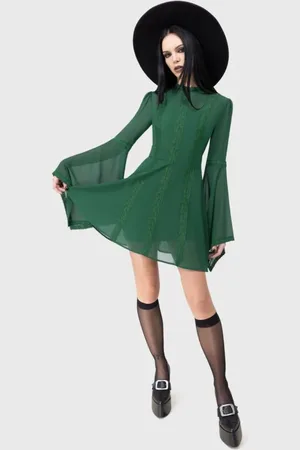 Killstar Kort kjole - The Wizard of Oz - Begone Langærmet Mini Kjole - XS till 4XL - Damer