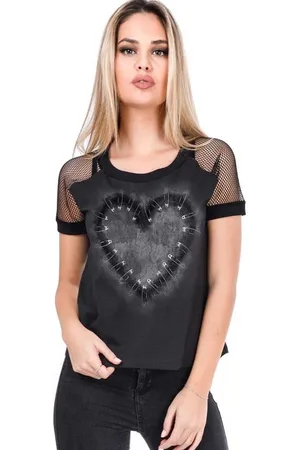 Outer Vision T-shirt - Safety Pin Heart - S till XXL - Damer