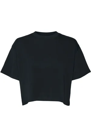 Noisy May T-shirt - NMALENA S/S O-NECK SEMI CROP TOP NOOS - XS till XL - Damer