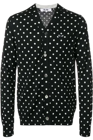 Comme des Garçons Polkaprikket cardigan med hjerte-logo