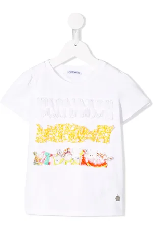 Simonetta T-shirt med flæse-applikationer