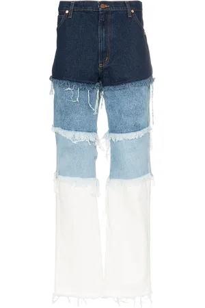 DUOltd Jeans med patchwork-detalje og slitageeffekt
