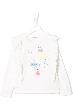 Simonetta Top med lange flæseærmer