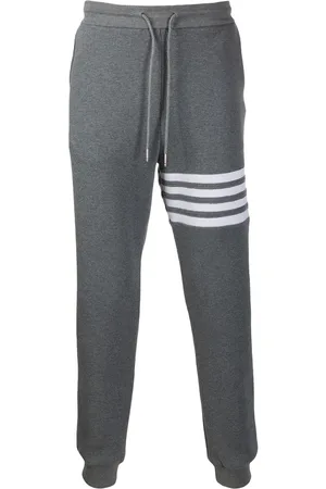 Thom Browne Mediumgrå joggingbukser med 4-Bar-detalje og vaffeltekstur