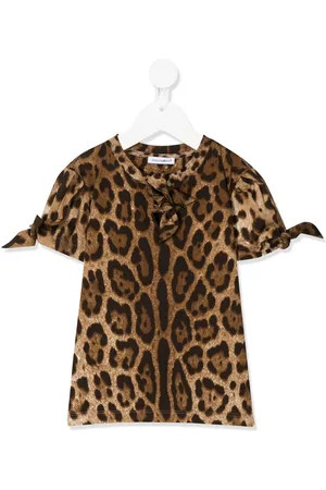 Dolce & Gabbana T-shirt med leopardtryk og knudedetalje