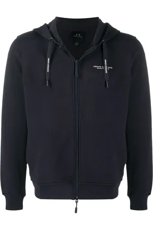 Armani Exchange Hættetrøje med logotryk og lynlås