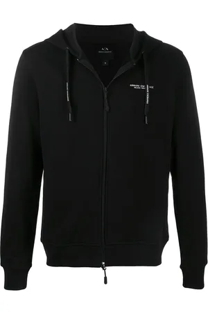 Armani Exchange Hættetrøje med logotryk og lynlås