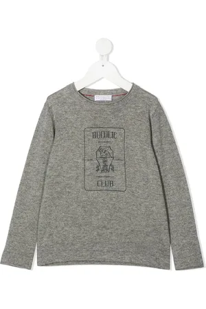 Brunello Cucinelli Langærmet T-shirt med tryk
