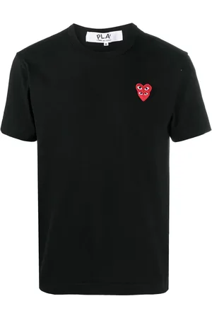Comme des Garçons T-shirt med broderet hjerte og rund hals