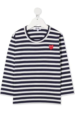 Comme des Garçons Stribet T-shirt med hjertemærke