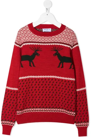 SIOLA TEEN intarsia-strikket trøje med rensdyrmotiv