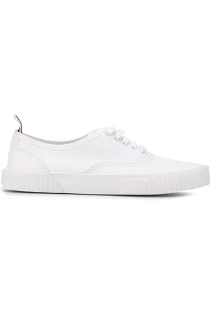 Thom Browne Hvide Heritage-sneakers i bomuldslærred
