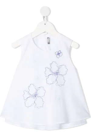 Il gufo ærmeløs bluse med blomsterbroderi