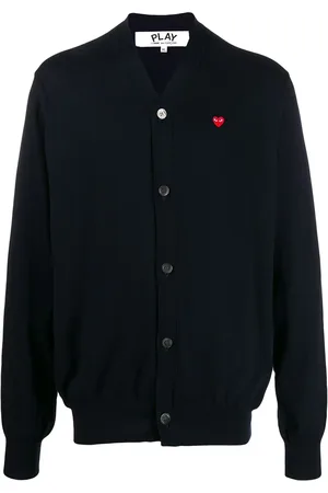 Comme des Garçons Cardigan med V-hals og hjertelogo
