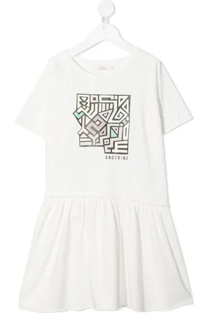 Le pandorine T-shirt-kjole med flæser og logotryk