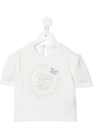MONNALISA Broderet bluse med korte ærmer og slogan