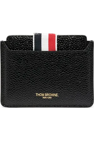 Thom Browne Grosgrain-kortholder i læder med spejldetalje og burrelukning