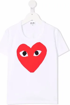 Comme des Garçons Kortærmet T-shirt med hjertetryk