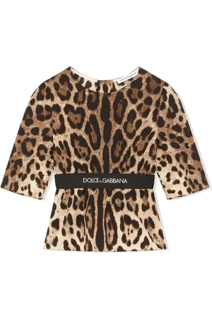 Dolce & Gabbana Top i strækbar silke med leopardtryk