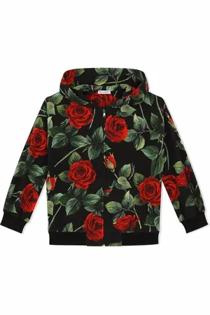 Dolce & Gabbana Interlock hættetrøje med rose-tryk