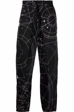 MARCELO BURLON Plisserede chinos med heldækkende Astral-tryk