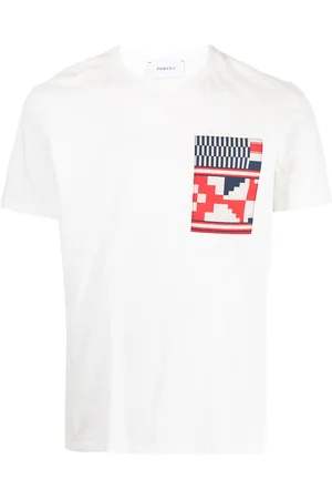 Ports V T-shirt med geometrisk tryk og logo