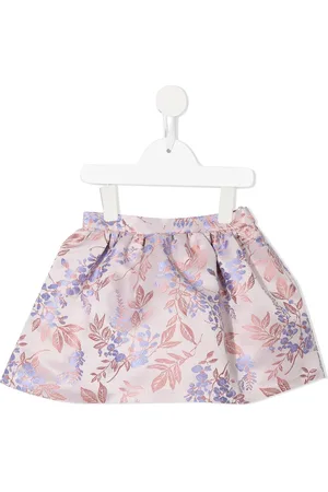 HUCKLEBONES LONDON Blomstret nederdel i jacquard med samledetalje
