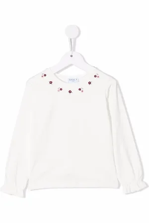 SIOLA Langærmet T-shirt med blomsterbroderi