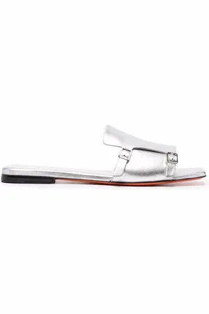 santoni Metalliske slip-on lædersandaler